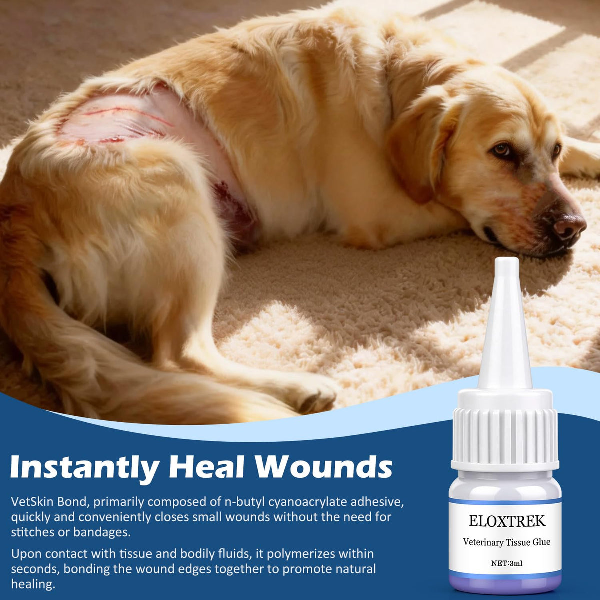 3ml Veterinary Surgical Skin Glue with 15 Applicators N869267
