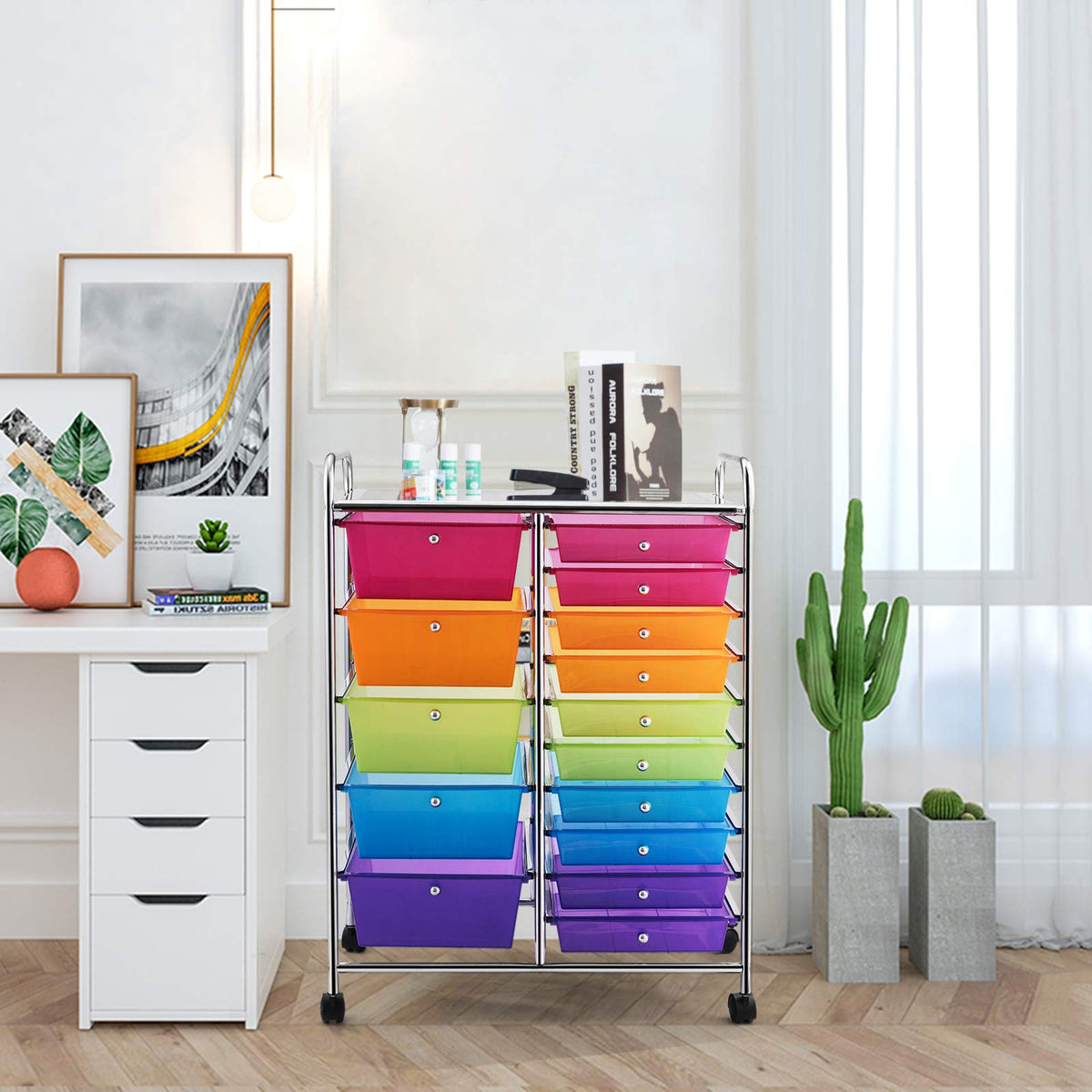 15 Drawer Rolling Storage Cart with Removable Drawers K429