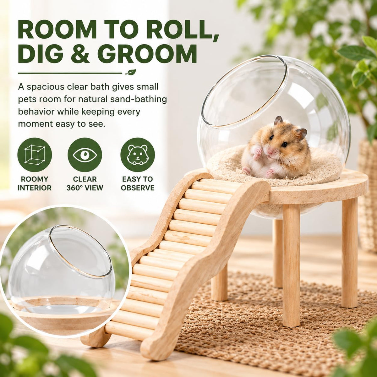 Hamster Bath Container with Clear Dome U8476