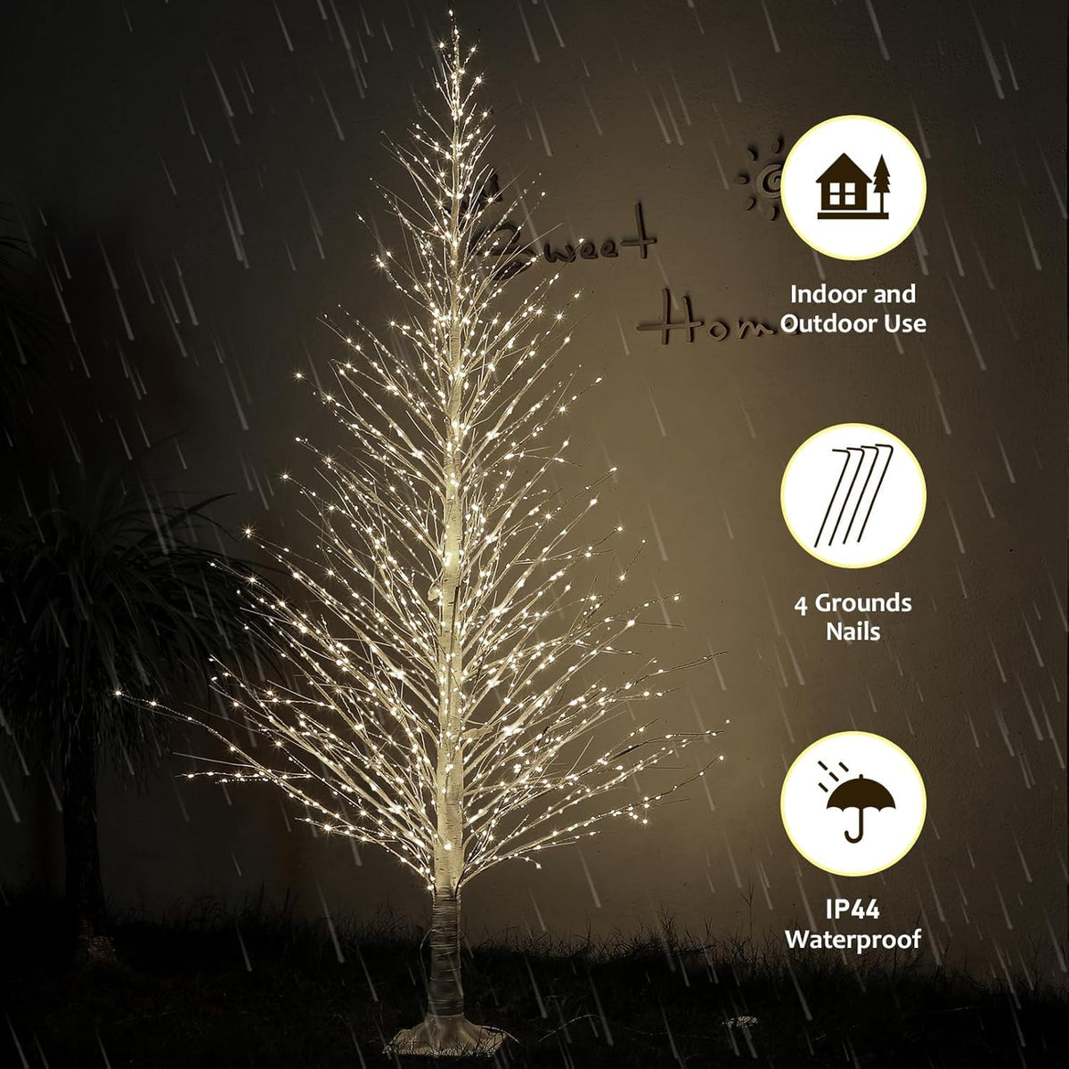 7FT Lighted Birch Tree 1000 LED Warm Lights U272
