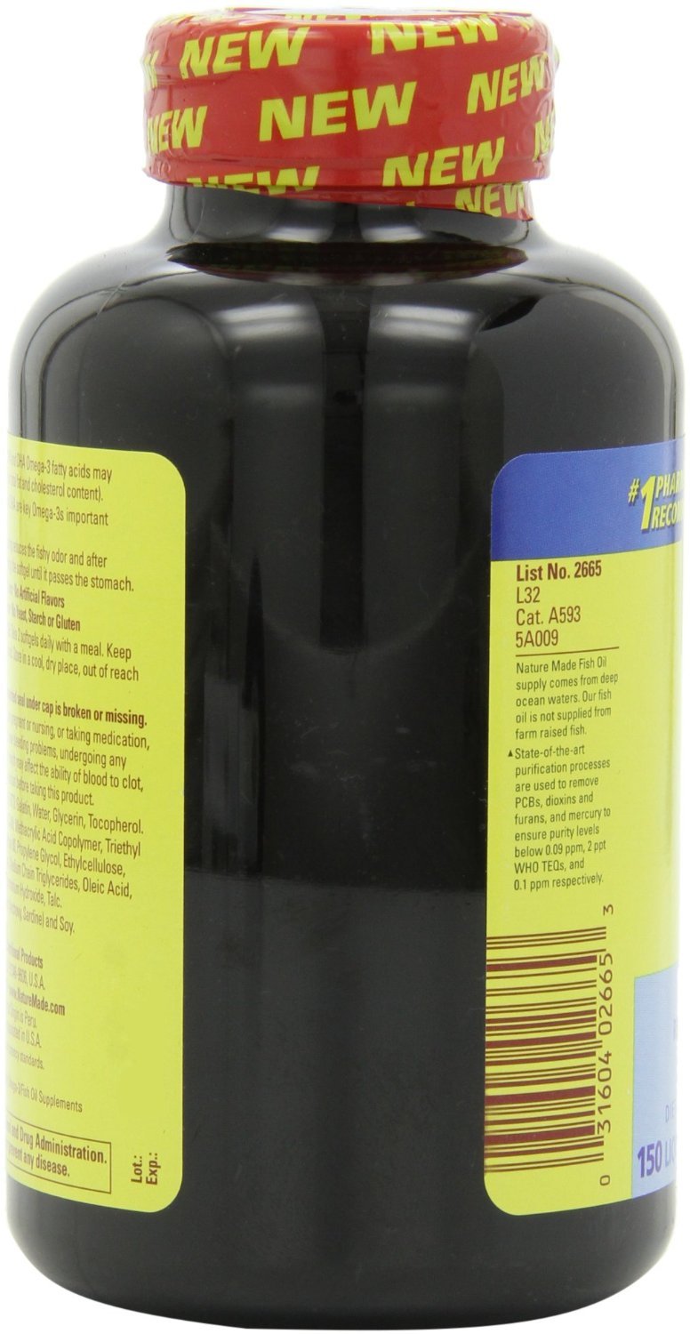 Fish Oil 1000 Mg 300 mg Omega-3 150 Liquid Softgels Pack of 3 E44956