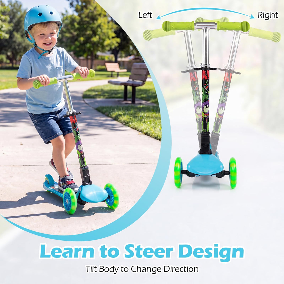 Kids 3-Wheel Kick Scooter with LED Front Wheels P2668