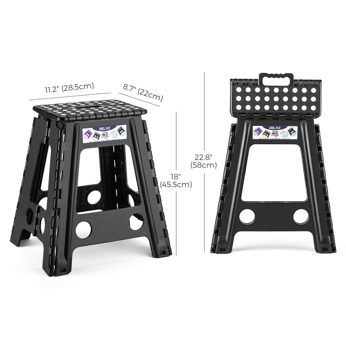 Black 1 Pack Folding Plastic Step Stool S9898
