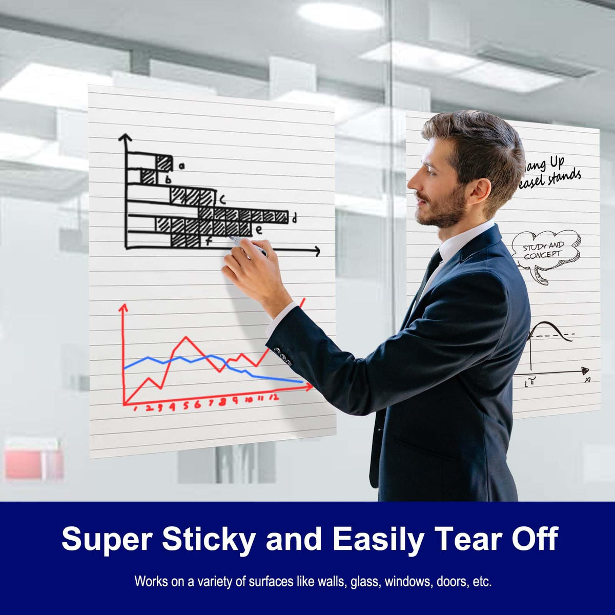 Lined Sticky Easel Pad, 25 x 30 Inches, 30 Sheets/Pad, 2 Pads/Pack X906