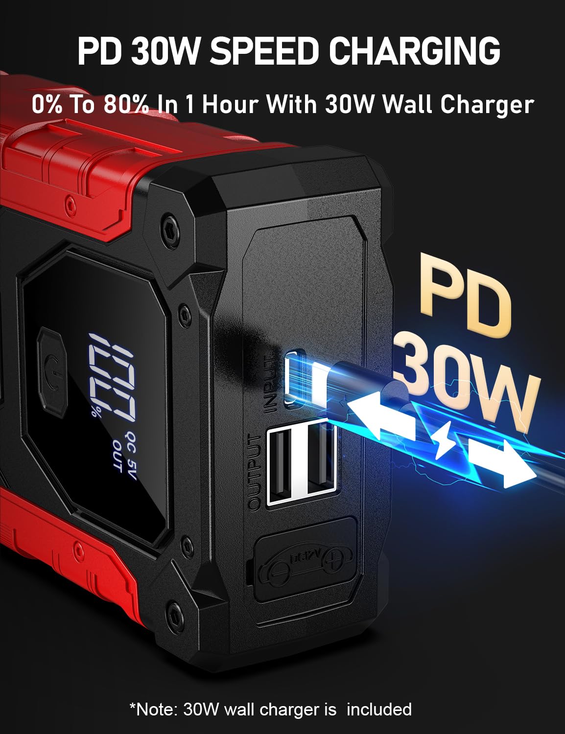 8000A 12V Portable Jump Starter with PD 30W Charger P751