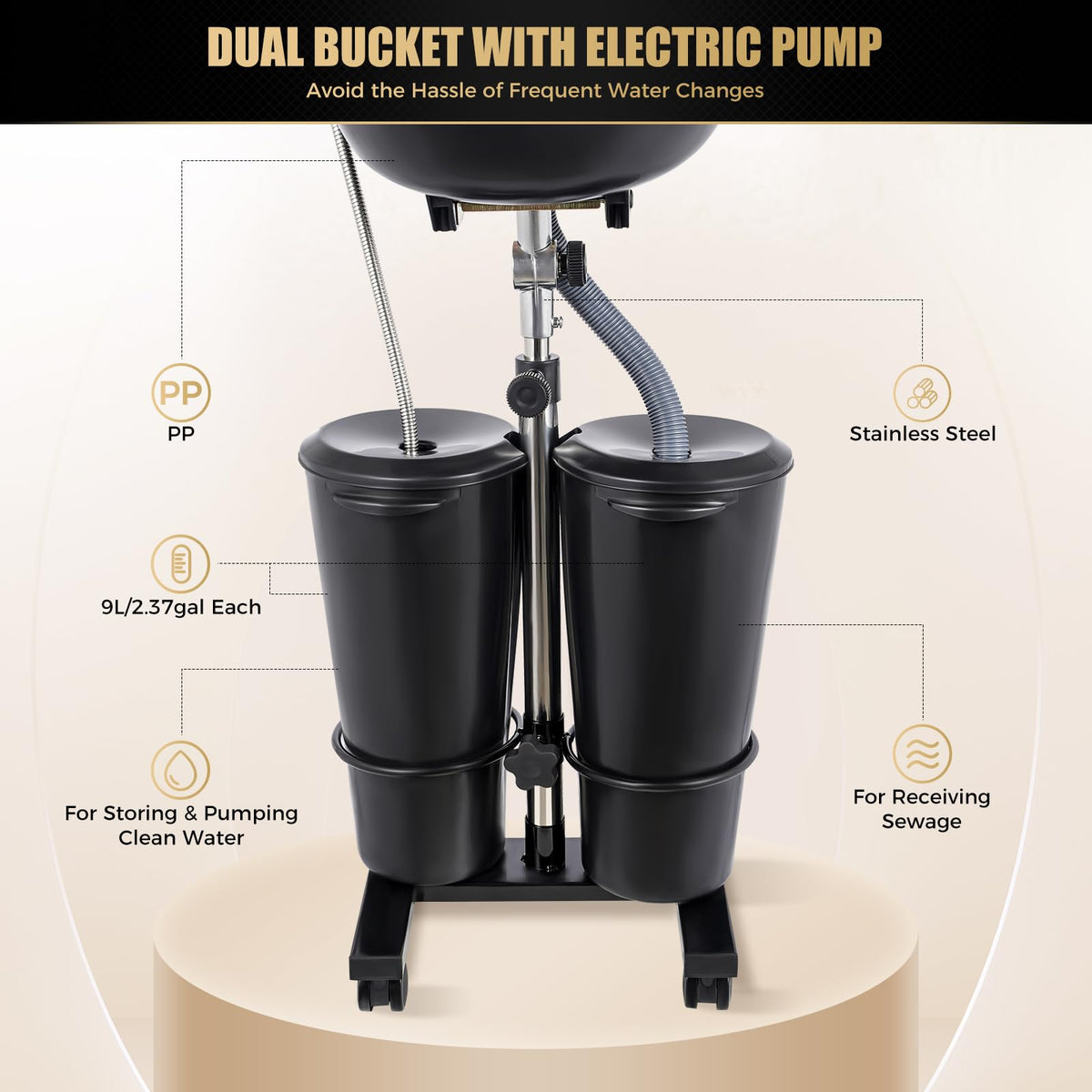 Portable Shampoo Bowl with Electric Pump W618244
