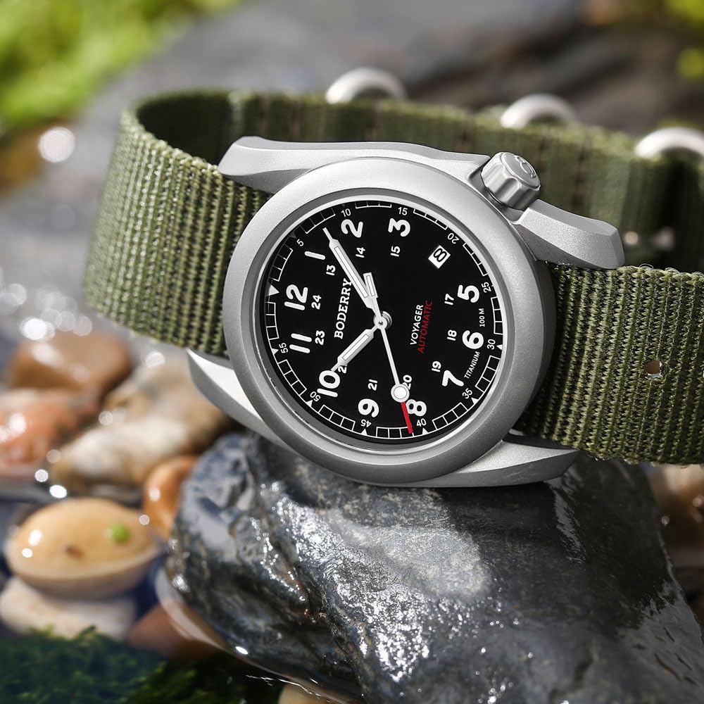 Titanium Automatic Field Watch 40mm Day Date 100M Waterproof Nylon Strap H942453
