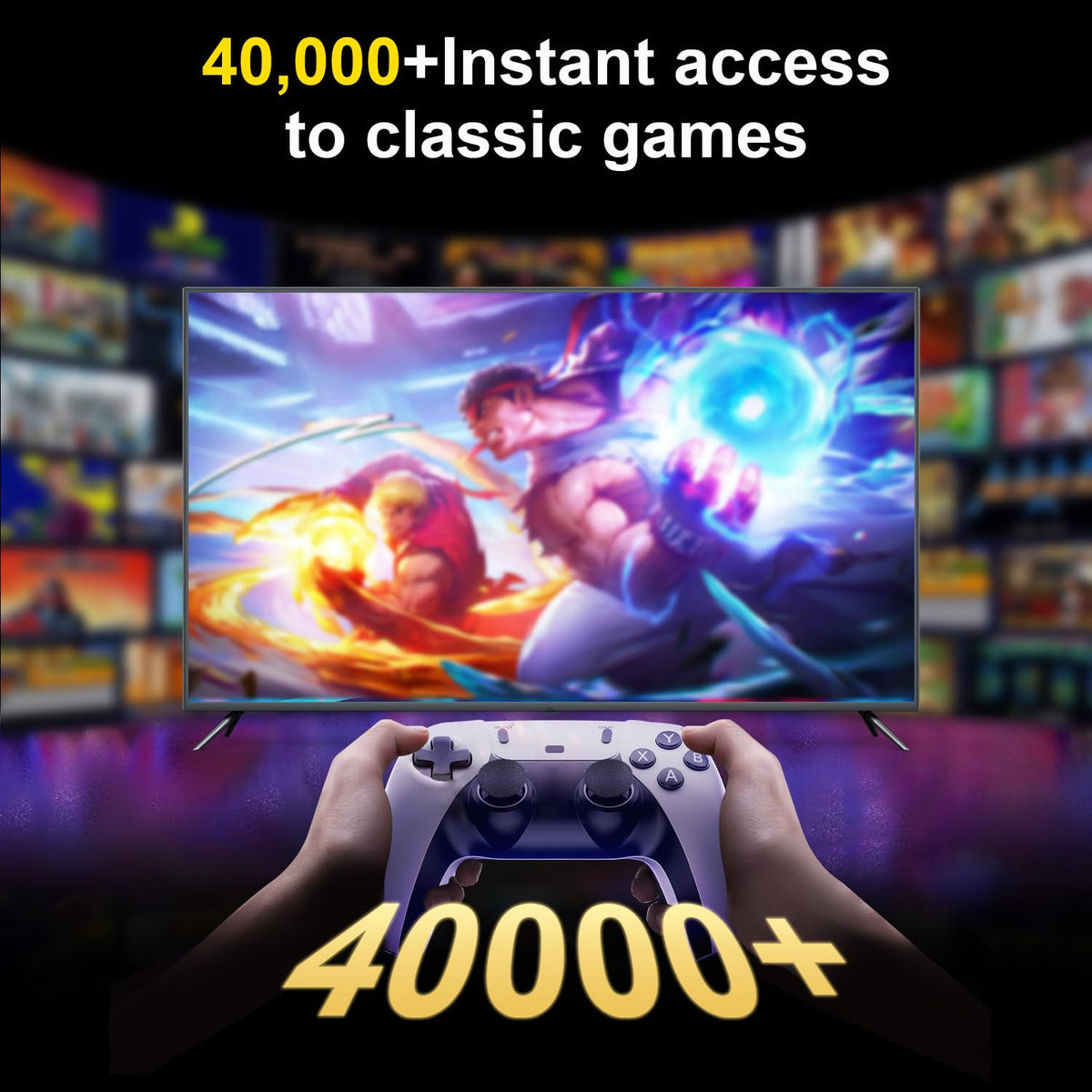 4K HDMI Retro Gaming Console with 64GB TF Card and 2.4G Wireless Controllers C433