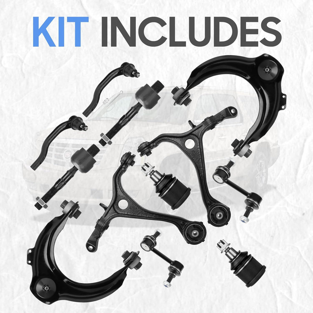 Front Upper and Lower Control Arms with Ball Joint, Outer Tie Rods Sway Bars Suspension Kit 12pc H314
