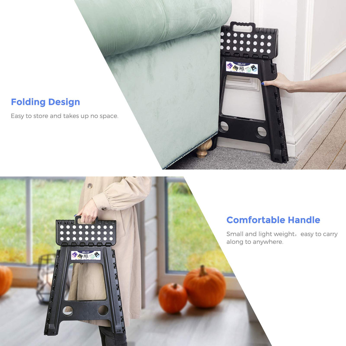 Black 1 Pack Folding Plastic Step Stool S9898