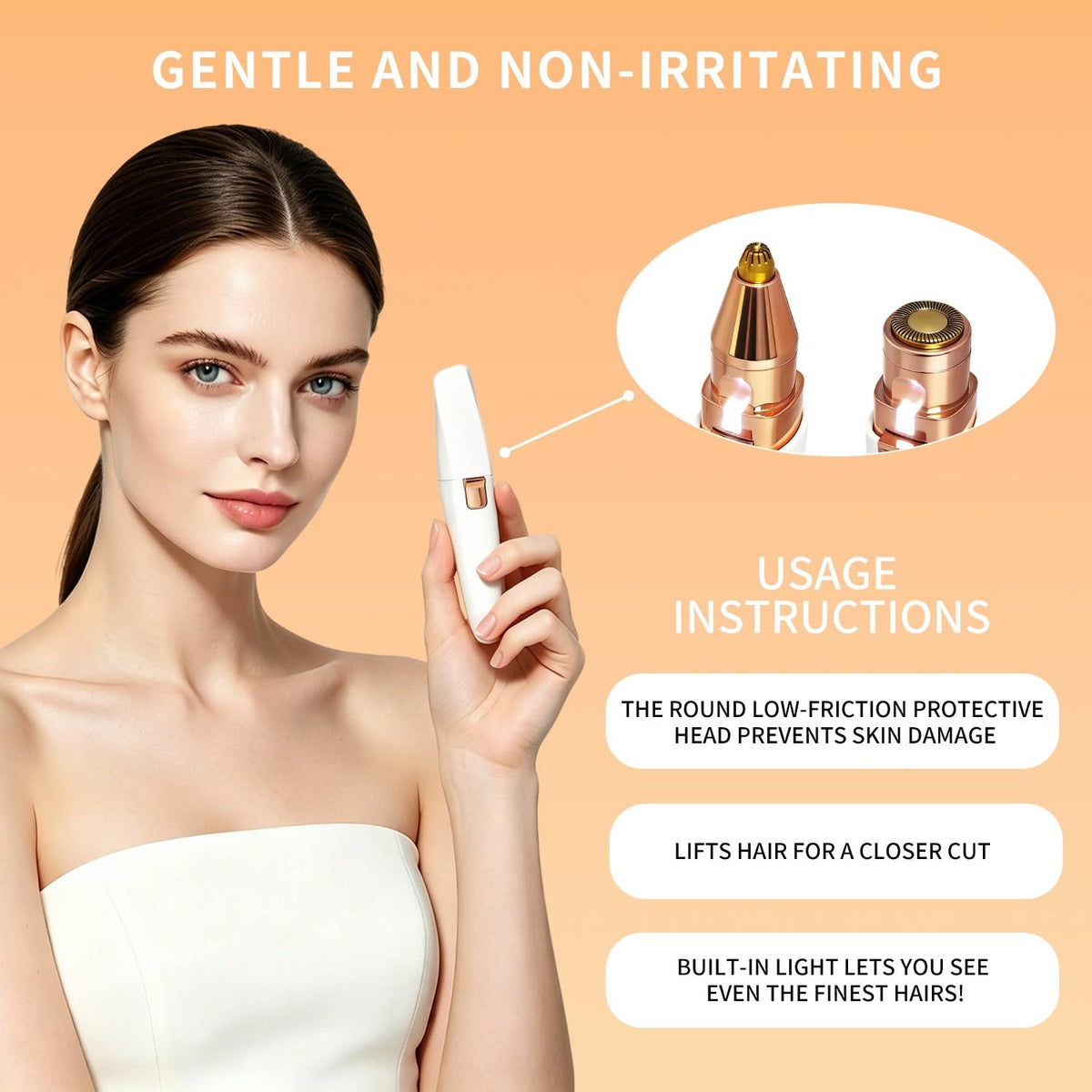 2 in 1 Electric Facial Hair Removal Device with LED Light V58829