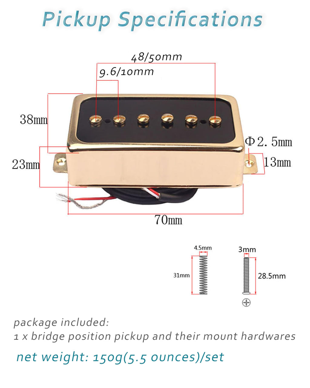 P90-Style Single Coil Pickup Set Alnico 5 Chrome/Black V31113