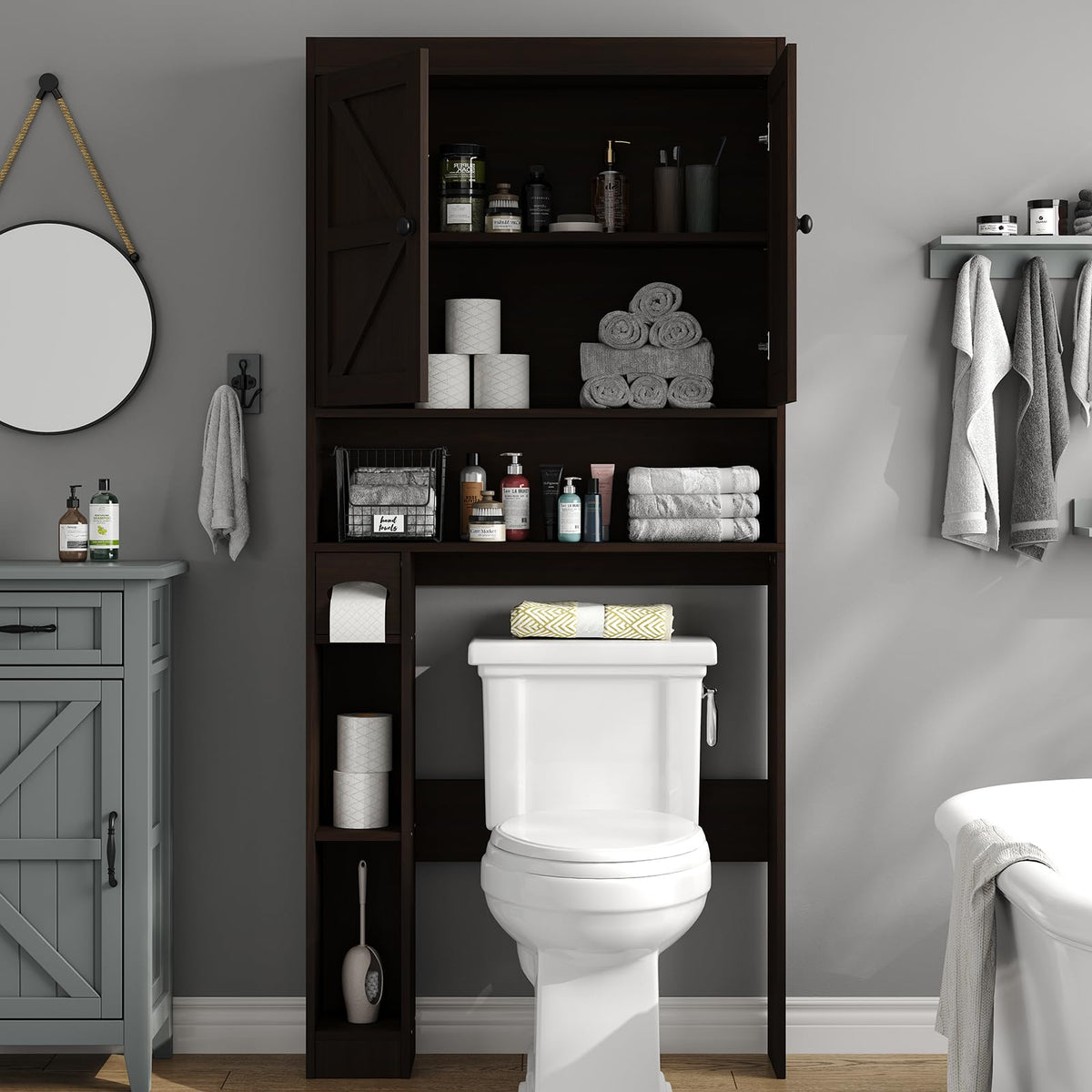 Over The Toilet Storage Cabinet with Barn Doors L932472