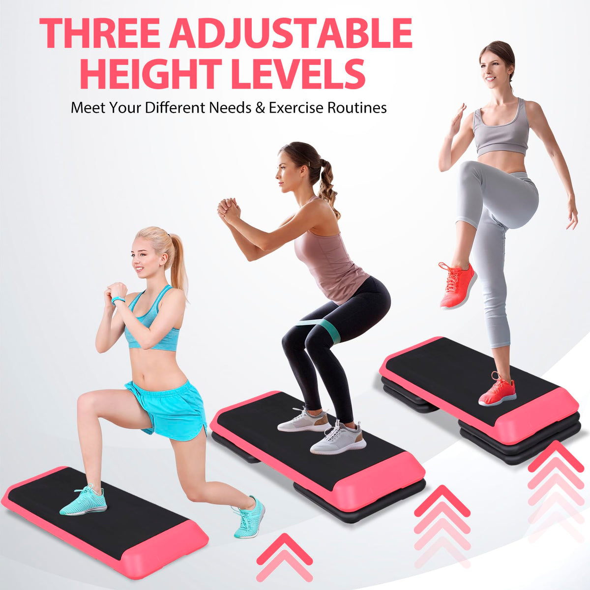 43" Adjustable Exercise Aerobic Step Platform with 4 Removable Risers H10596