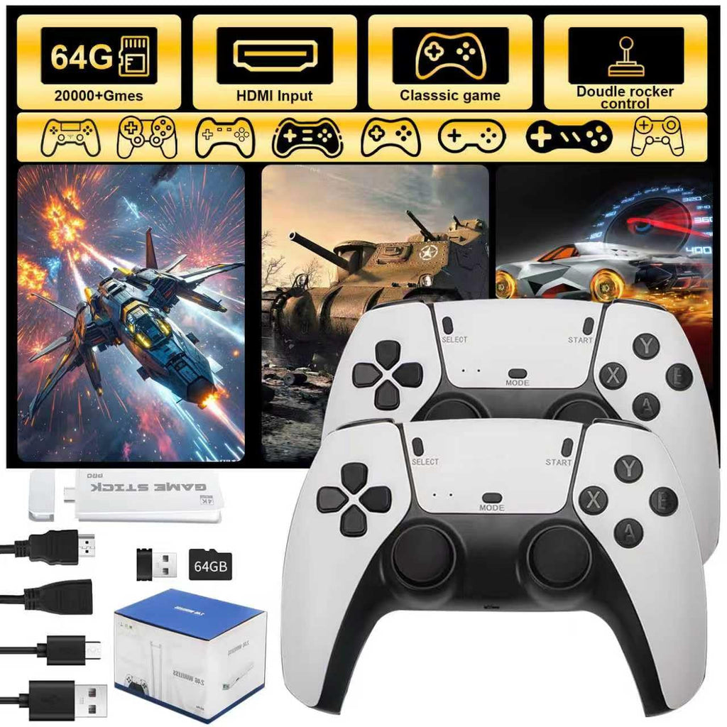 4K HDMI Retro Gaming Console with 64GB TF Card and 2.4G Wireless Controllers C433