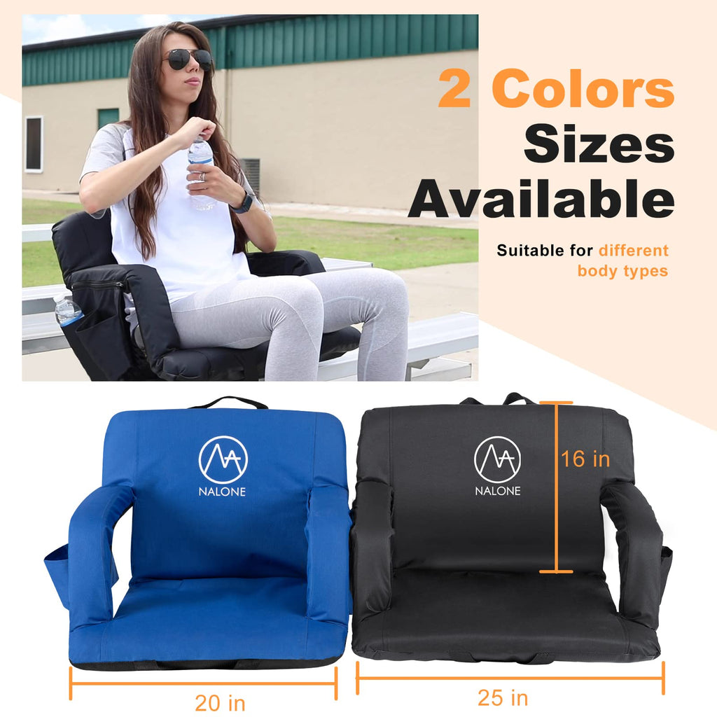 Folding Stadium Seat Set of 2, 25 inch Wide Black F485