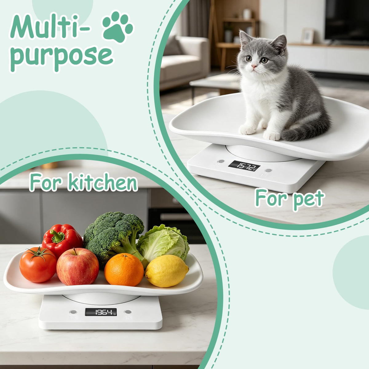 Digital Pet Scale, Max 33lb, 11.4 inch Y50818