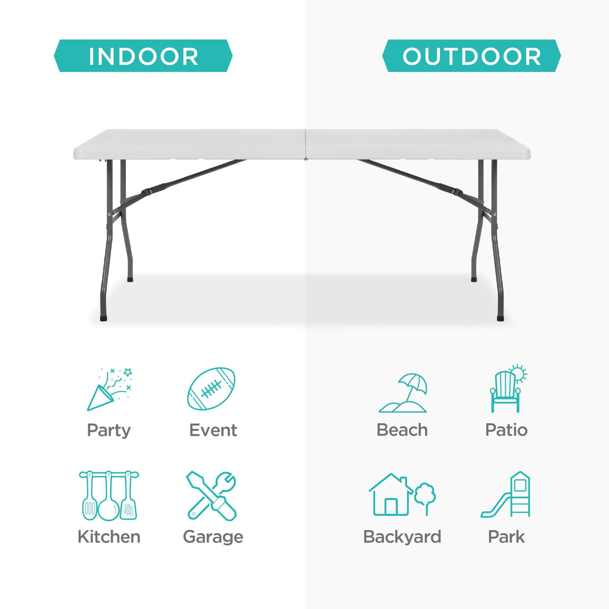 6ft White Plastic Folding Table W4891