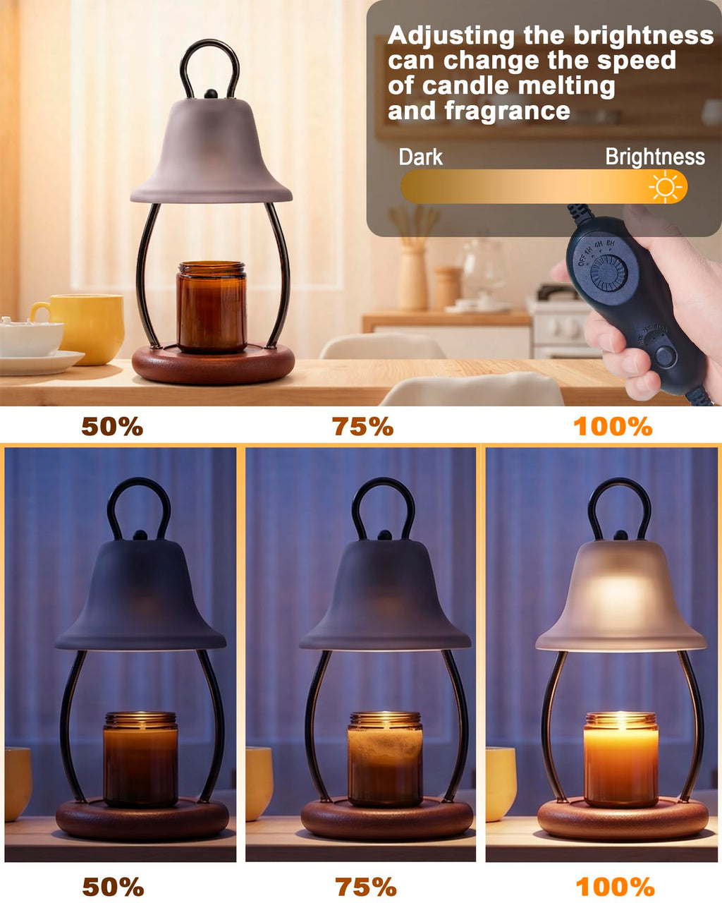 Black Dimmable Candle Warmer Lamp with Timer Y7078