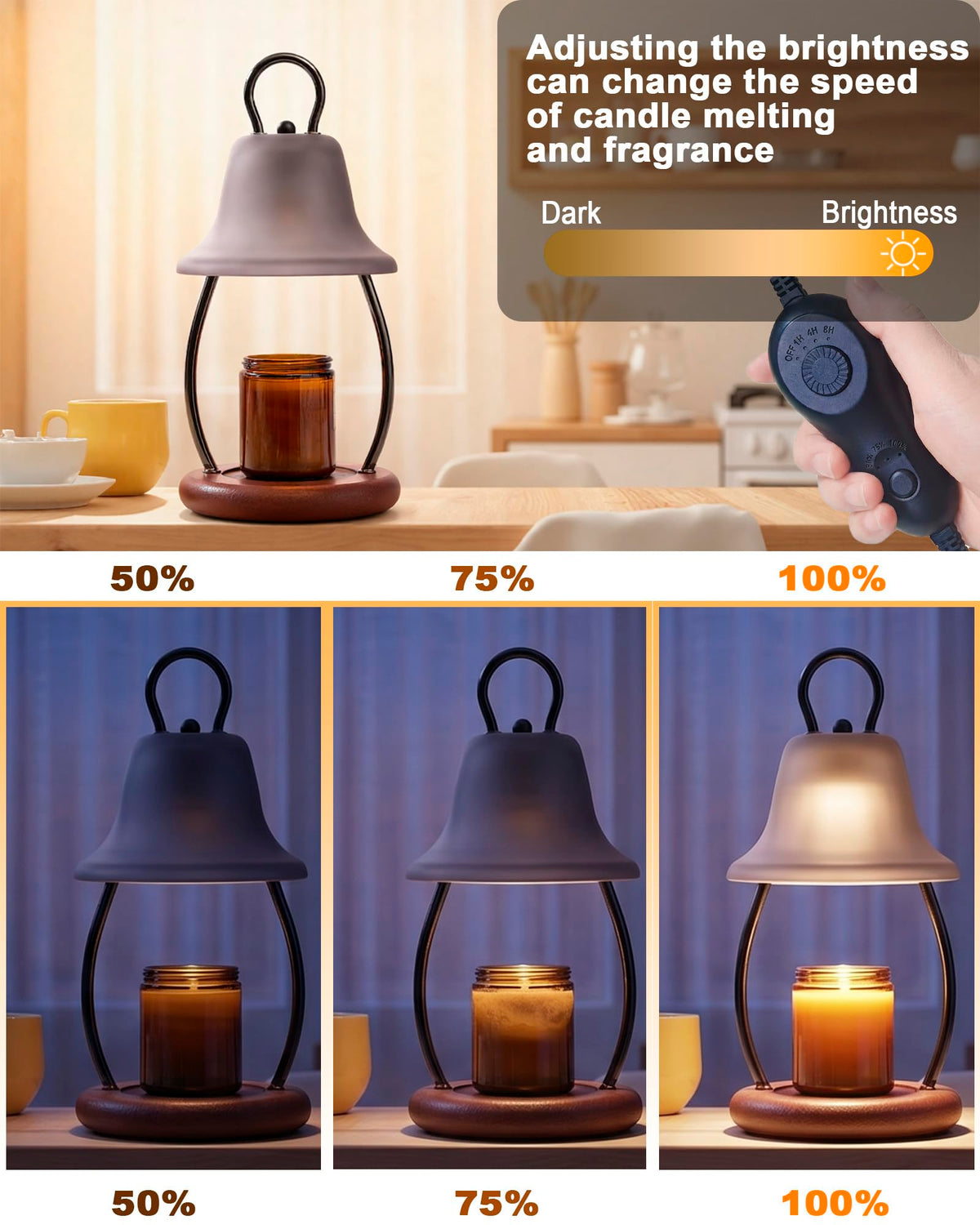 Black Dimmable Candle Warmer Lamp with Timer Y7078