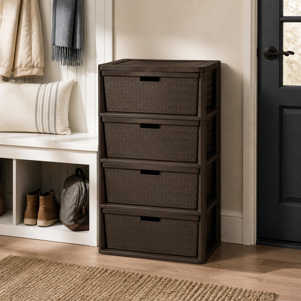 Brown 4 Drawer Plastic Storage Drawers M95485