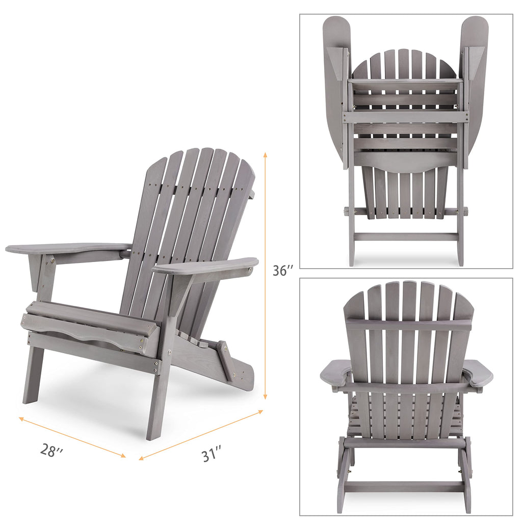 Wooden Folding Adirondack Chair Set of 2 Solid Cedar O44673