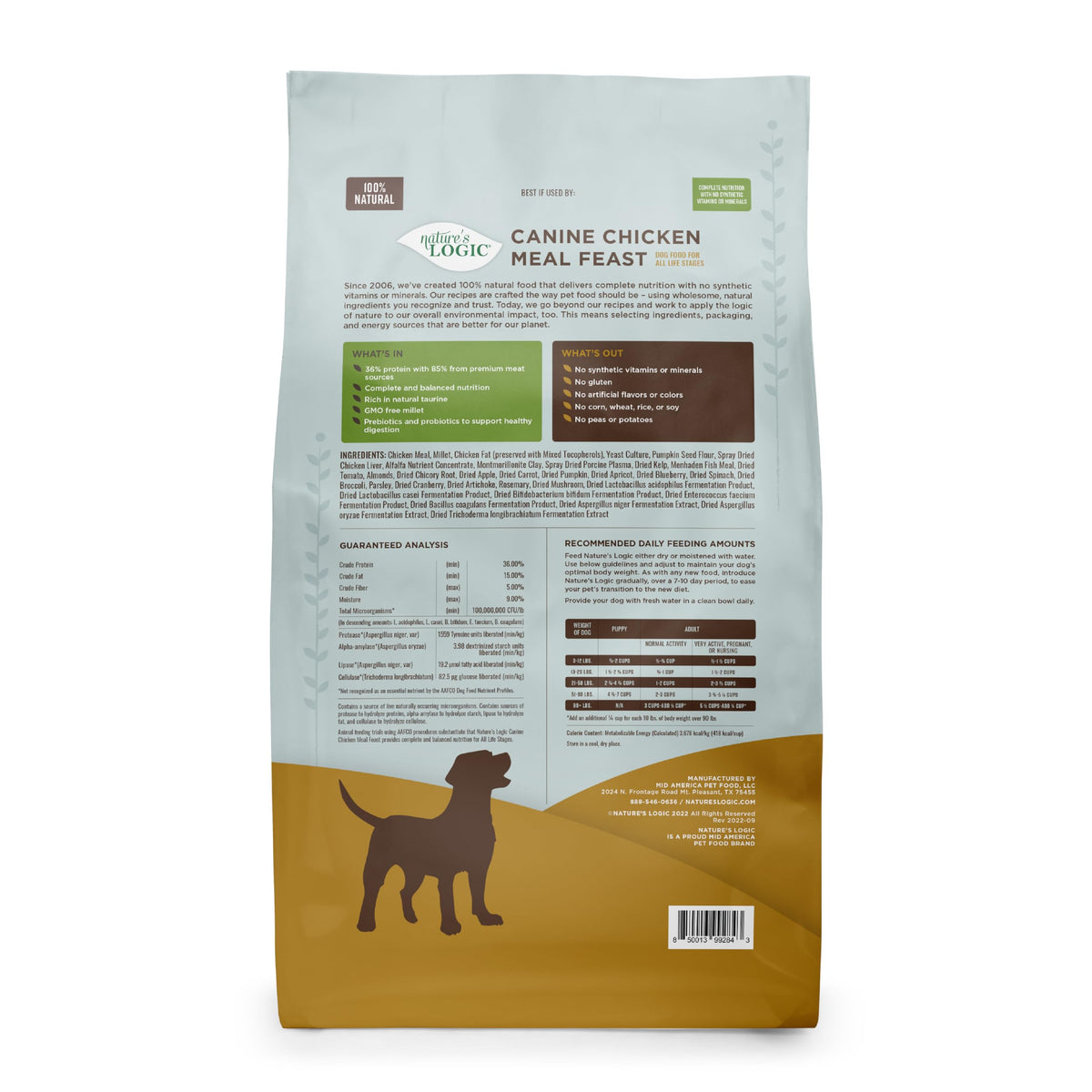 Dry Dog Food Chicken Meal Kibble 4.4 lb M8254