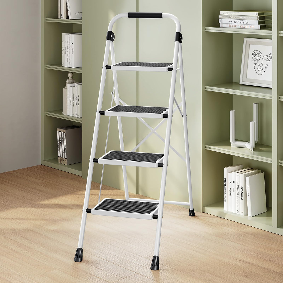4 Step Folding Step Stool with Anti-Slip Wide Pedal T54737