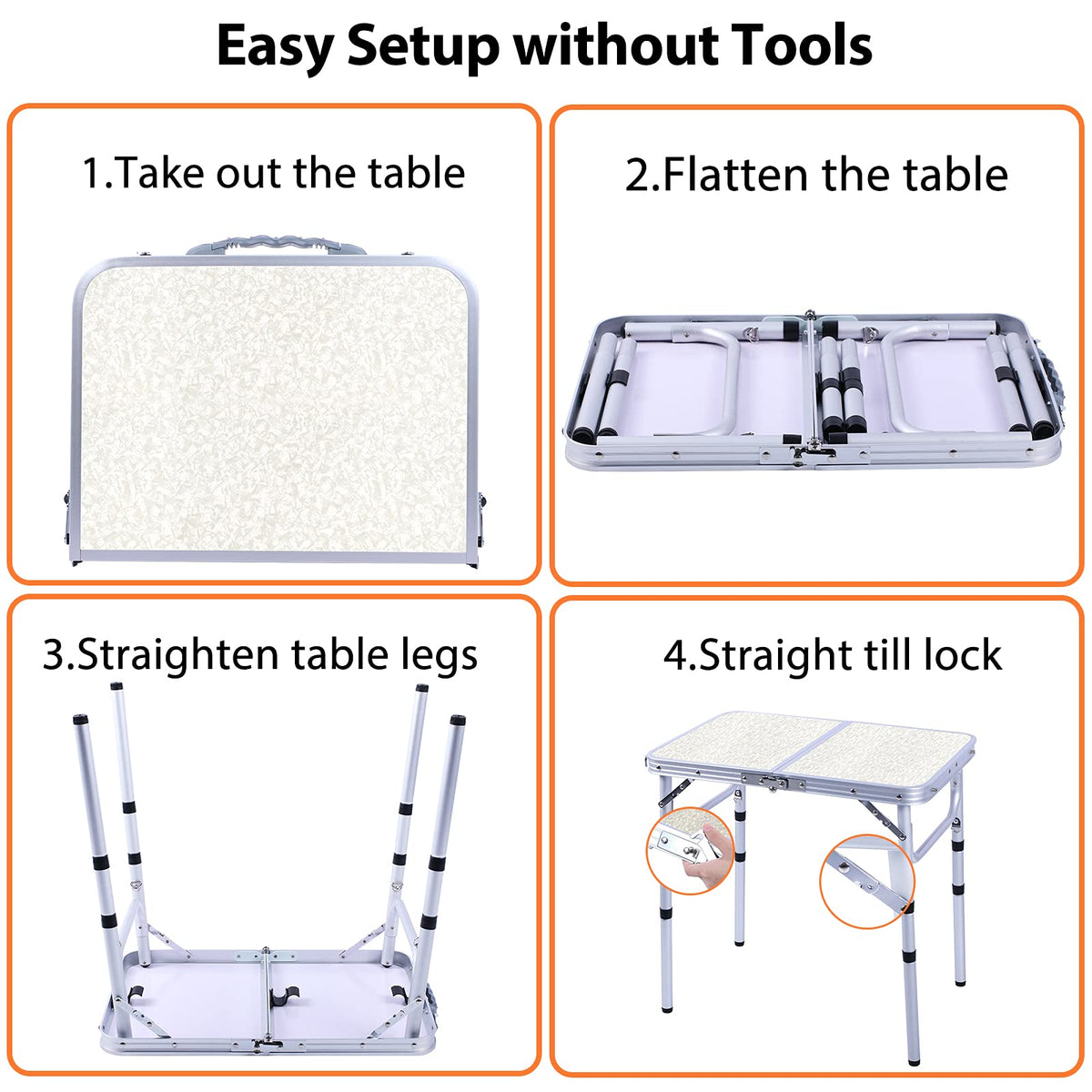 Small Portable Folding Camping Table, 3 Adjustable Height Lightweight Aluminum G295