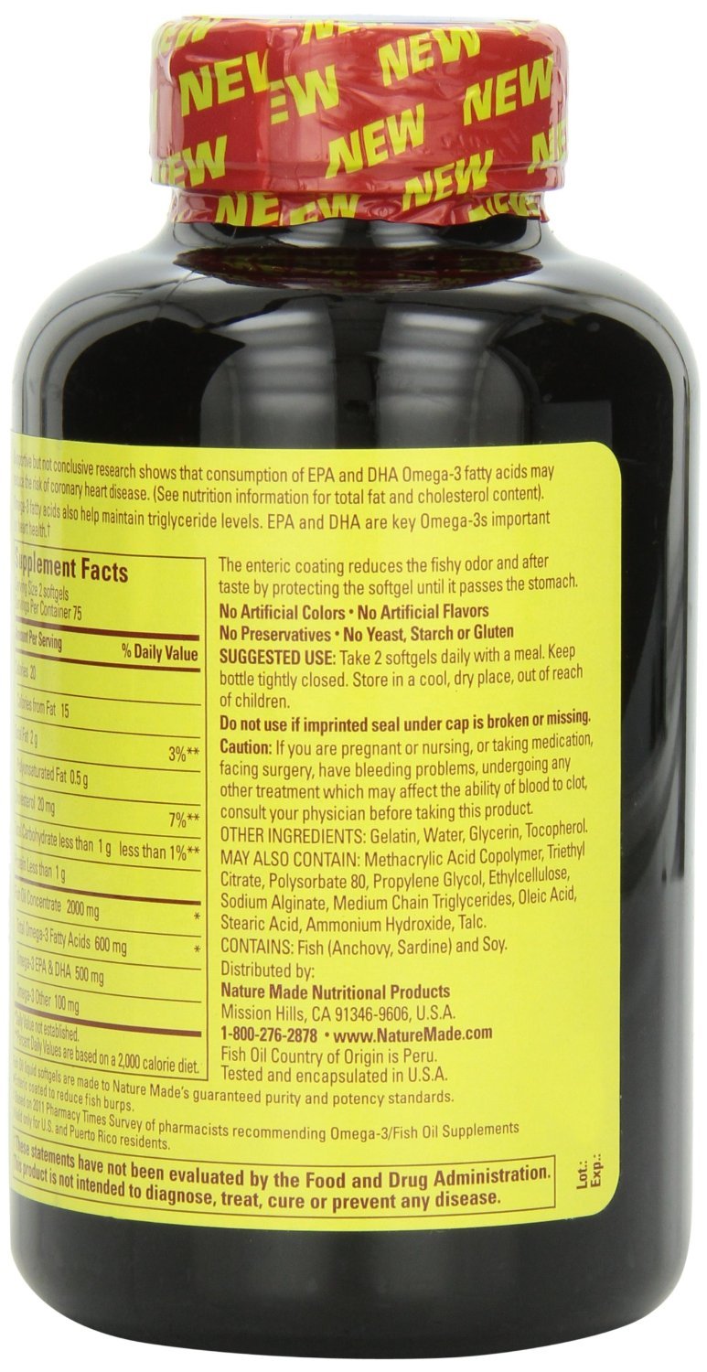 Fish Oil 1000 Mg 300 mg Omega-3 150 Liquid Softgels Pack of 3 E44956