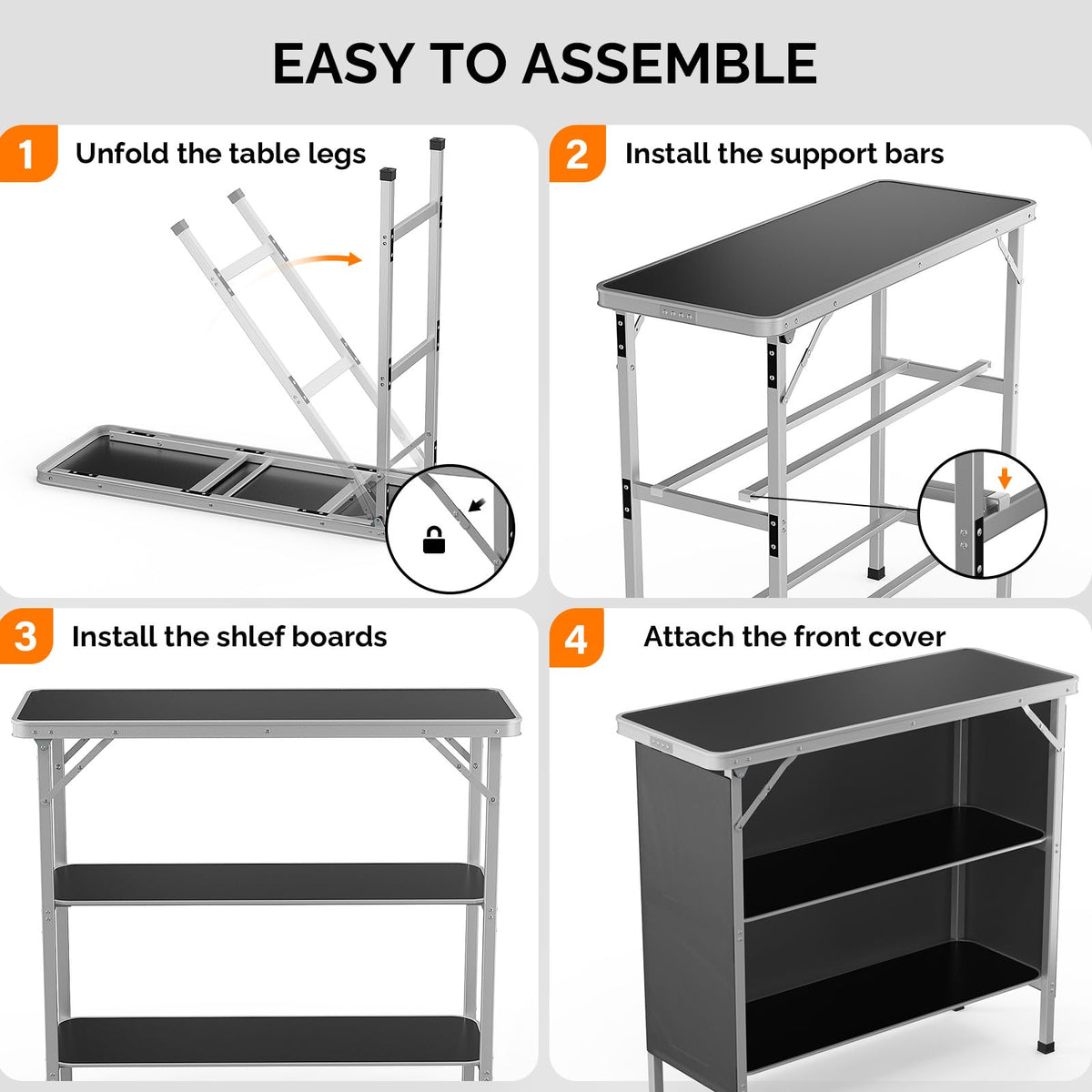 Aluminum 2-Tier Folding Camping Table with Carrying Bag V7931