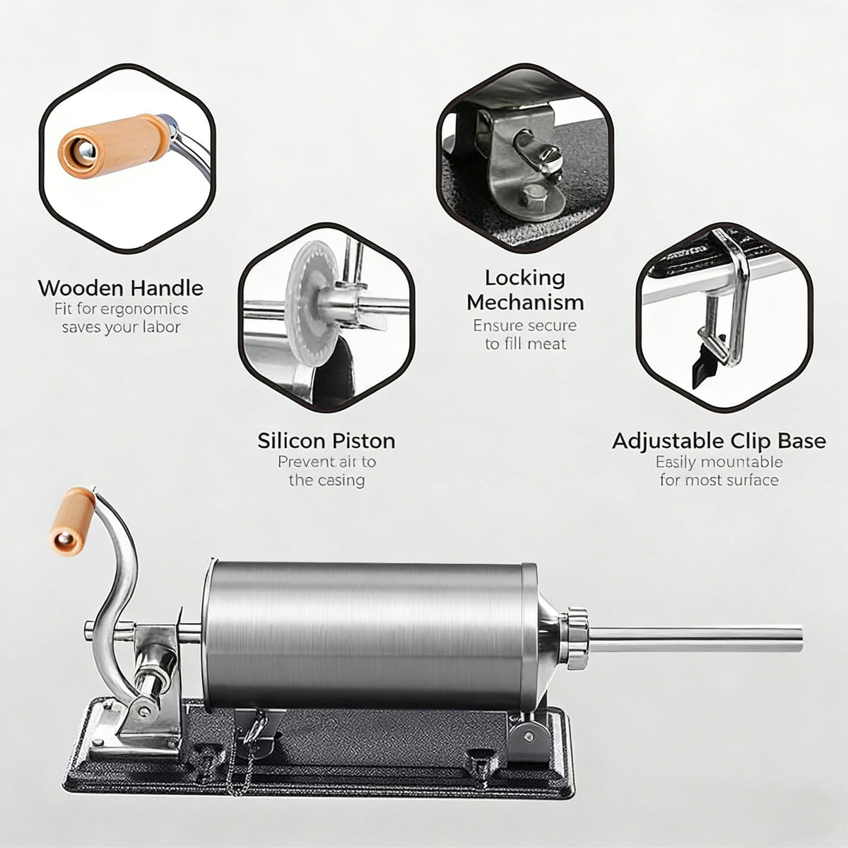 2.5LB Steel Sausage Stuffer with 8 Stuffing Tubes K159024