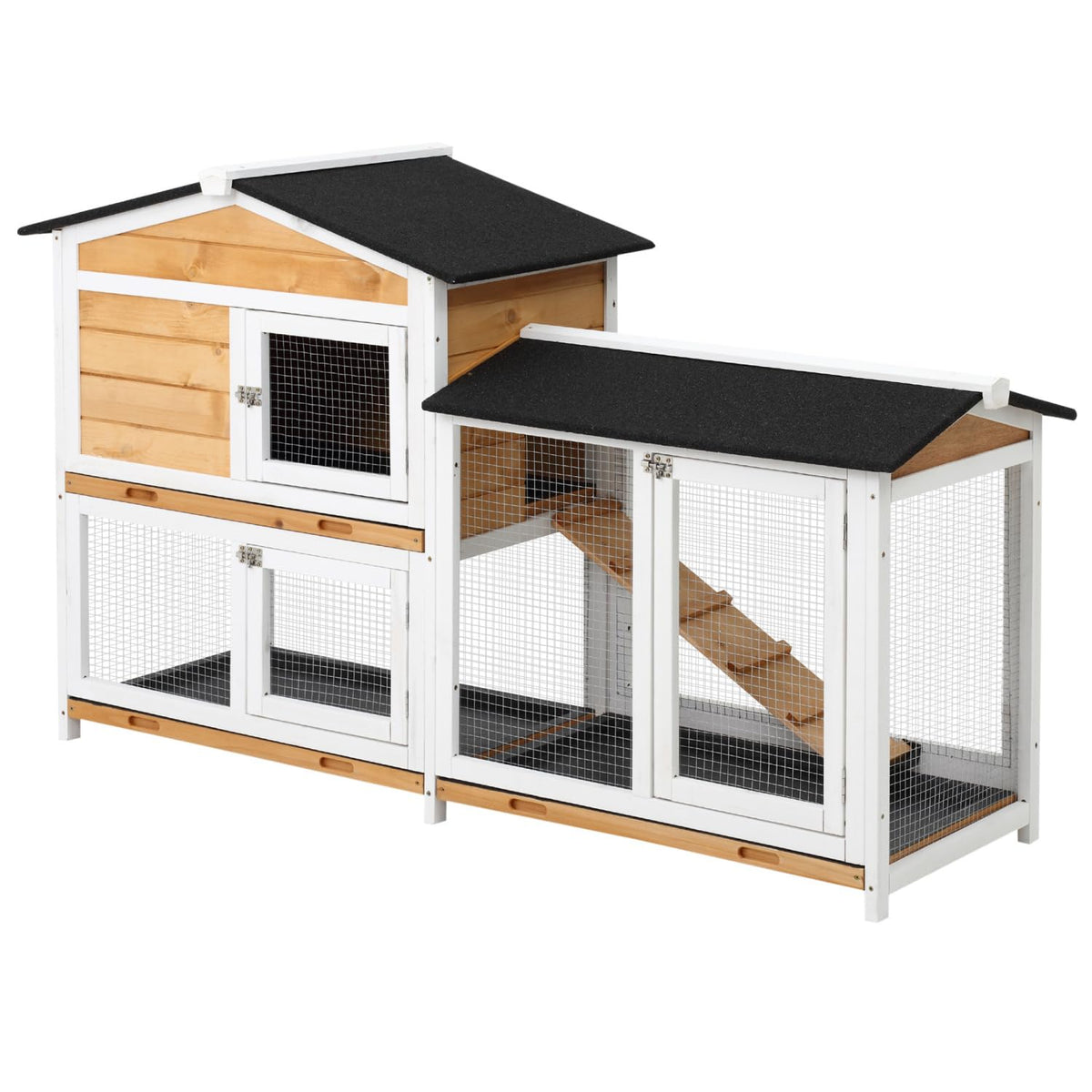 2-Story Wooden Rabbit Hutch with Ramp Q26746
