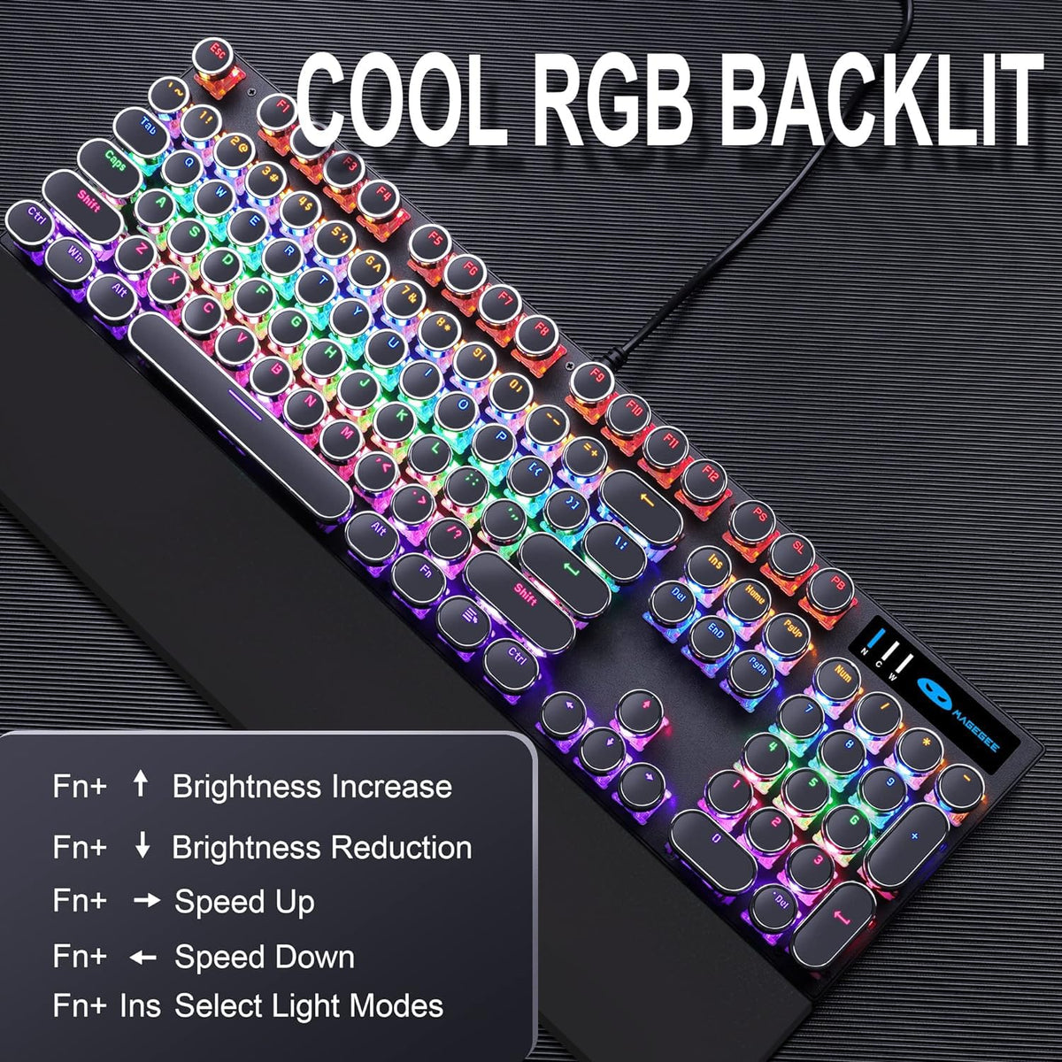 Black Retro Mechanical Gaming Keyboard with RGB Backlit Z880936