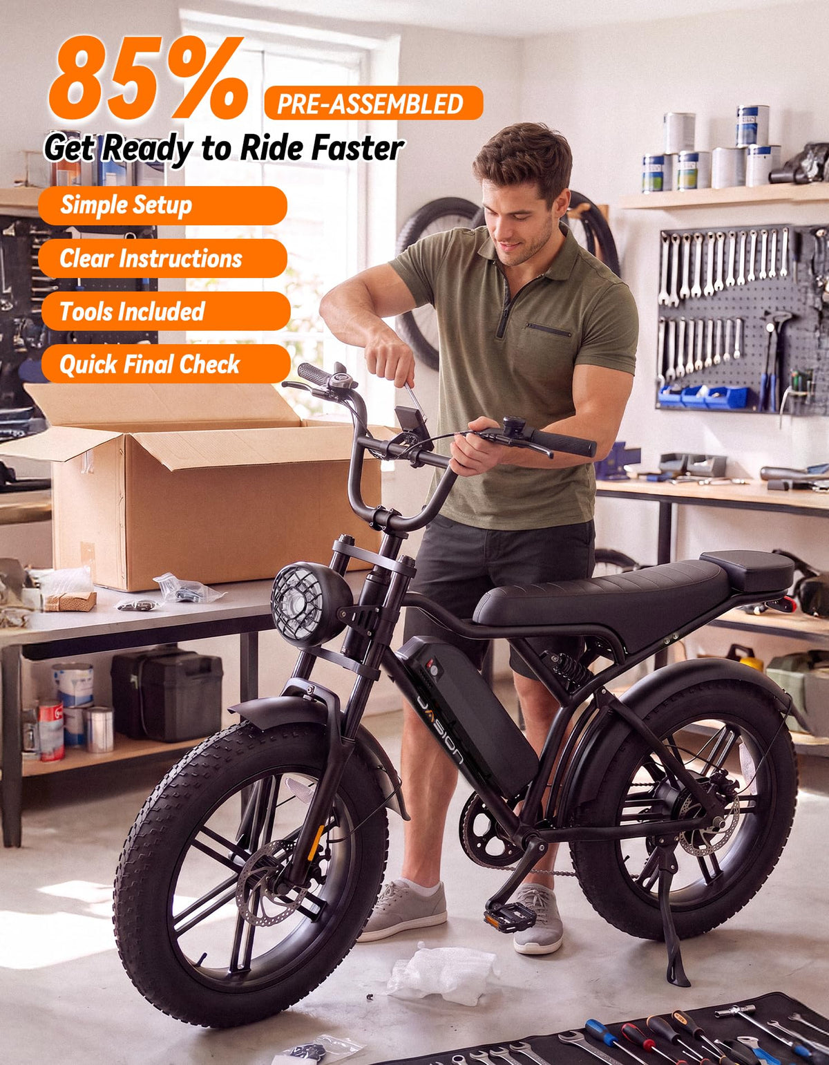 Electric Bike, 2000W Peak, Fat Tire T1190