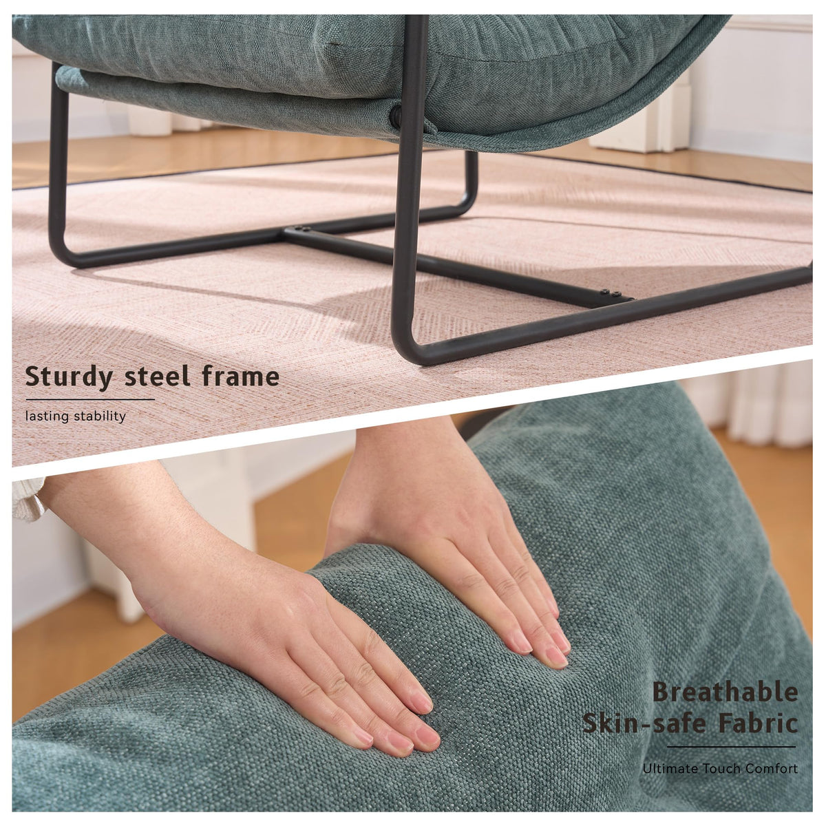 Green Set of 2 Upholstered Accent Chair with Metal Frame K275955