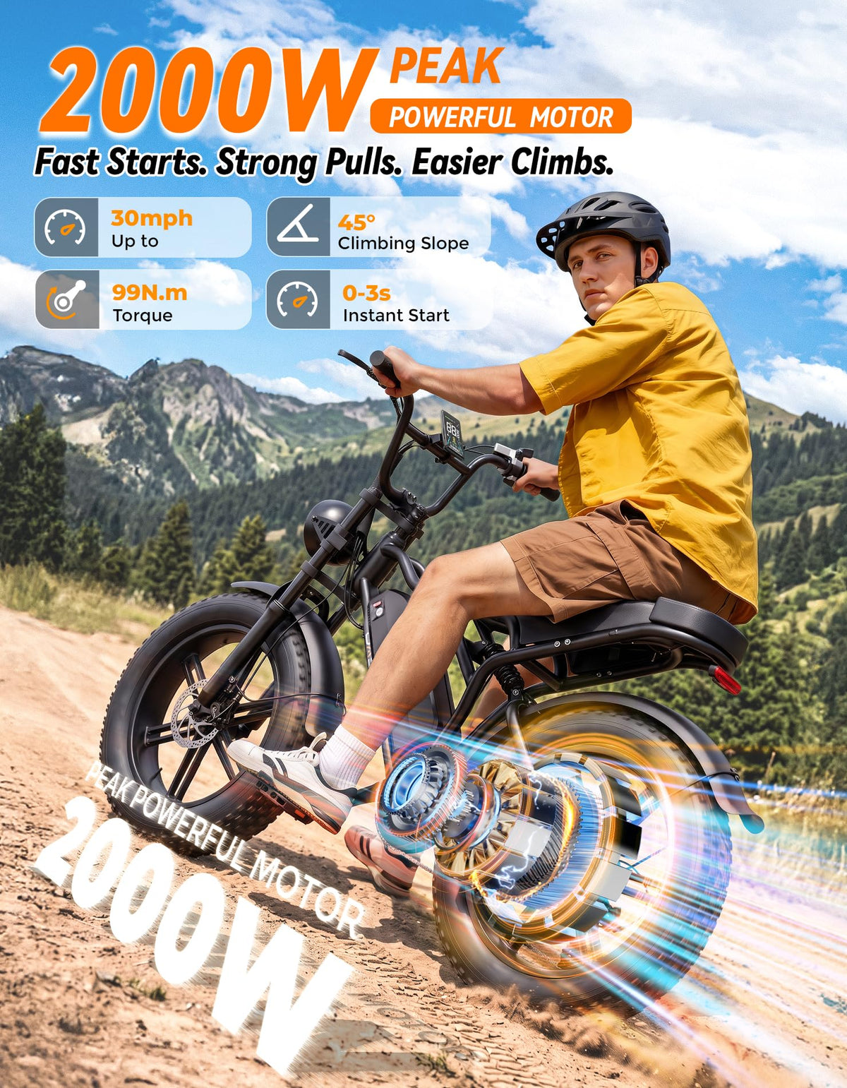 Electric Bike, 2000W Peak, Fat Tire T1190
