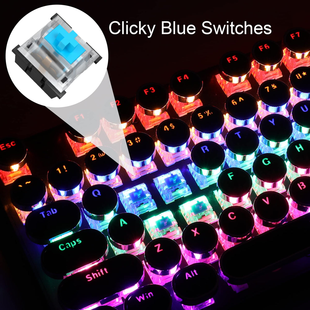 Black Retro Mechanical Gaming Keyboard with RGB Backlit Z880936