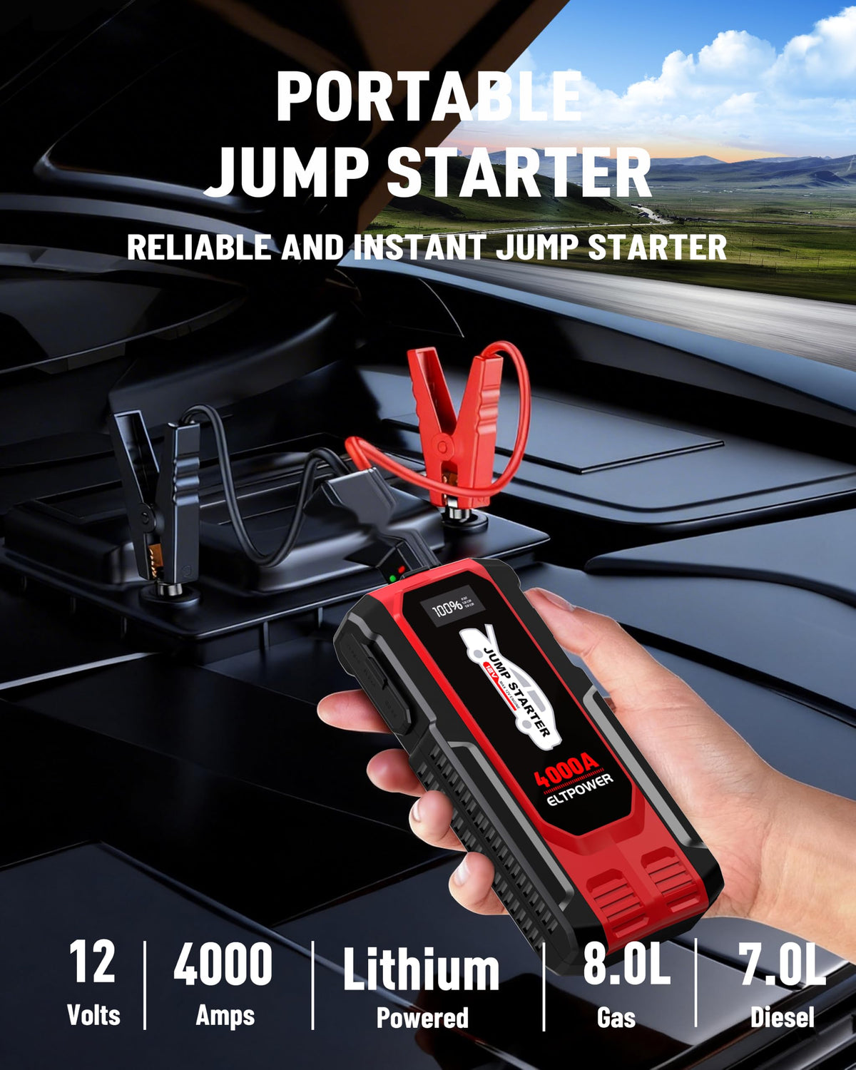 Heavy Duty 12V Portable Jump Starter with Carry Case J2239