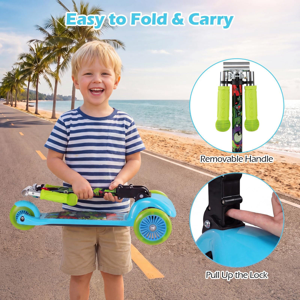 Kids 3-Wheel Kick Scooter with LED Front Wheels P2668