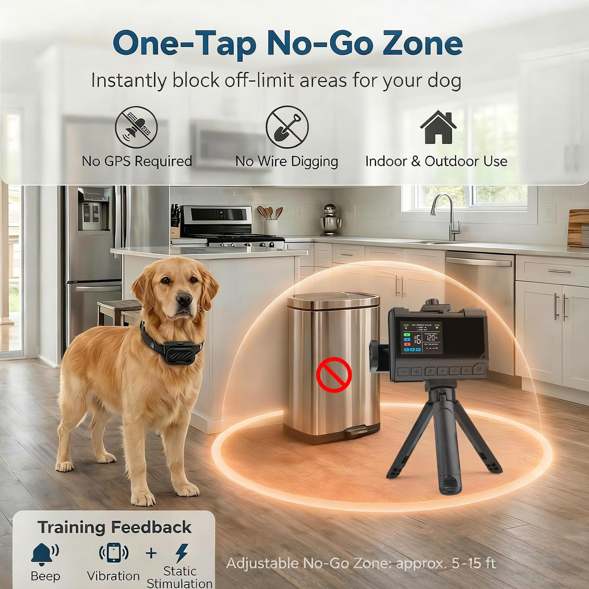 Wireless Dog Fence with Waterproof Collar, Up to 1 Acre W53196
