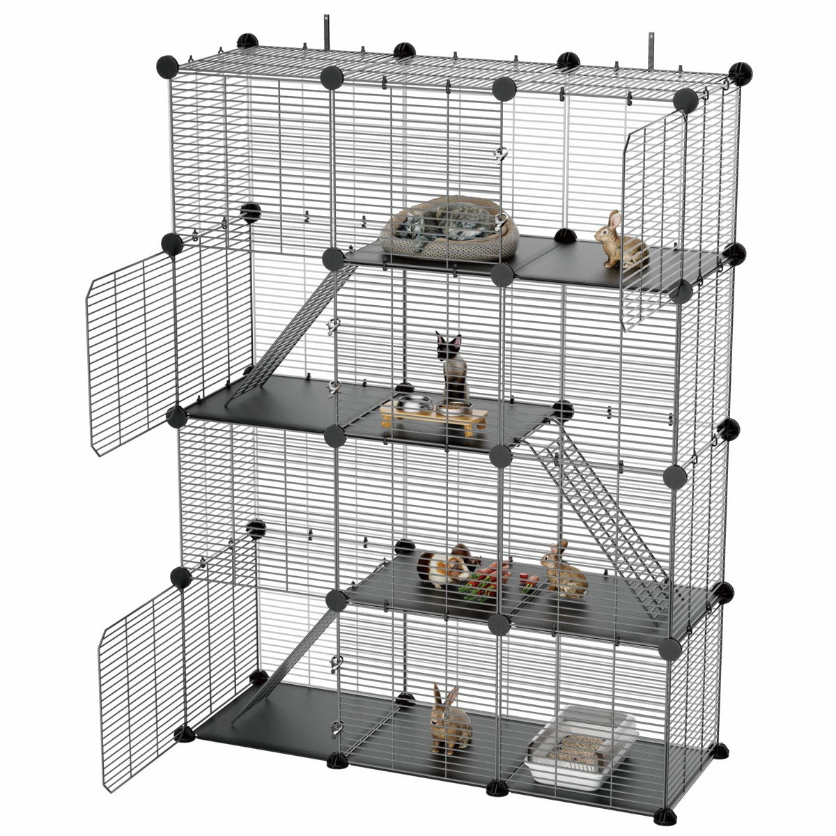 4-Tier Cat Cage Indoor with Anti-Tip Kit Q146452