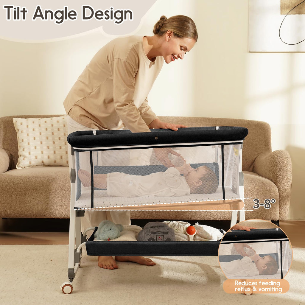 3 in 1 Baby Bassinets Bedside Sleeper with Storage Basket L565056