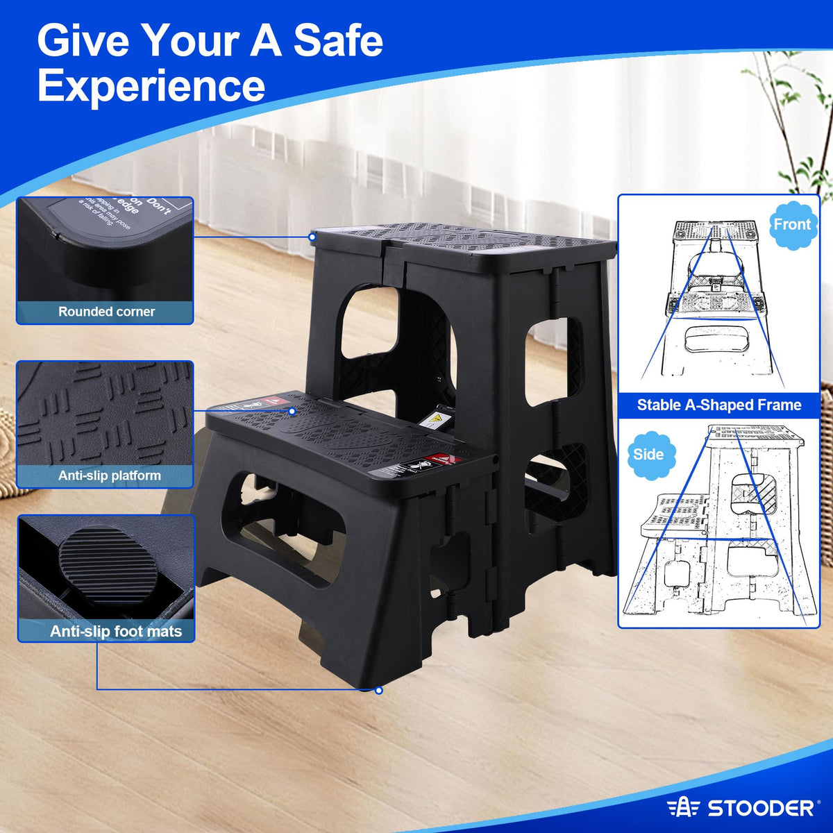 Folding 2-Step Non-Slip Step Stool I497