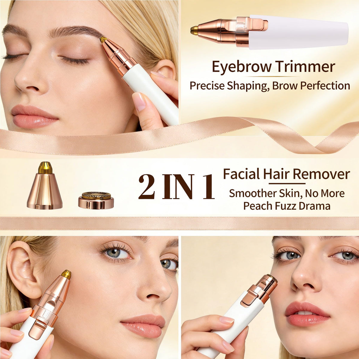 2 in 1 Electric Facial Hair Removal Device with LED Light V58829