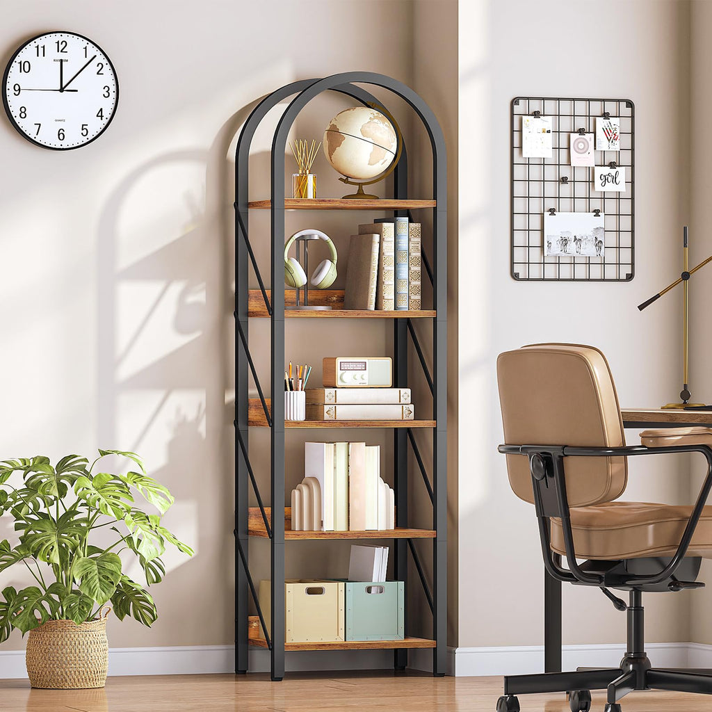 5-Tier Arched Bookshelf with Metal Frame W81401