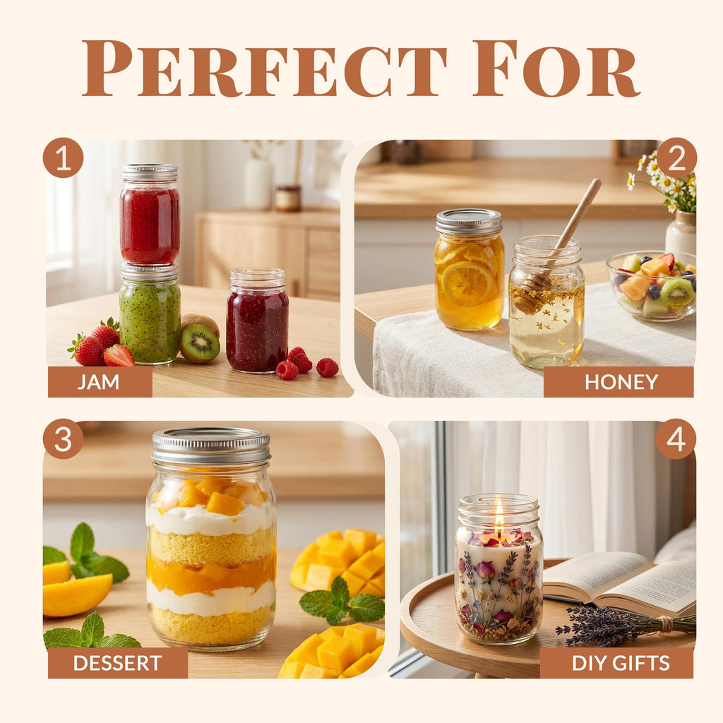 20 Pcs 12oz Glass Mason Jars With Lids S50899