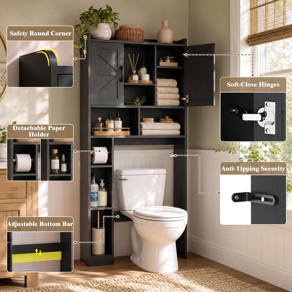 Over The Toilet Storage Cabinet with Barn Door U362