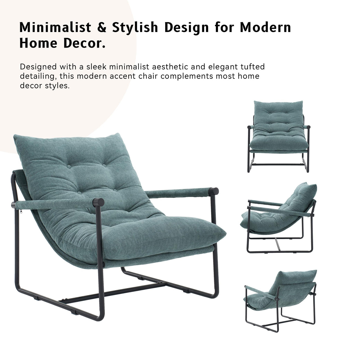 Green Set of 2 Upholstered Accent Chair with Metal Frame K275955
