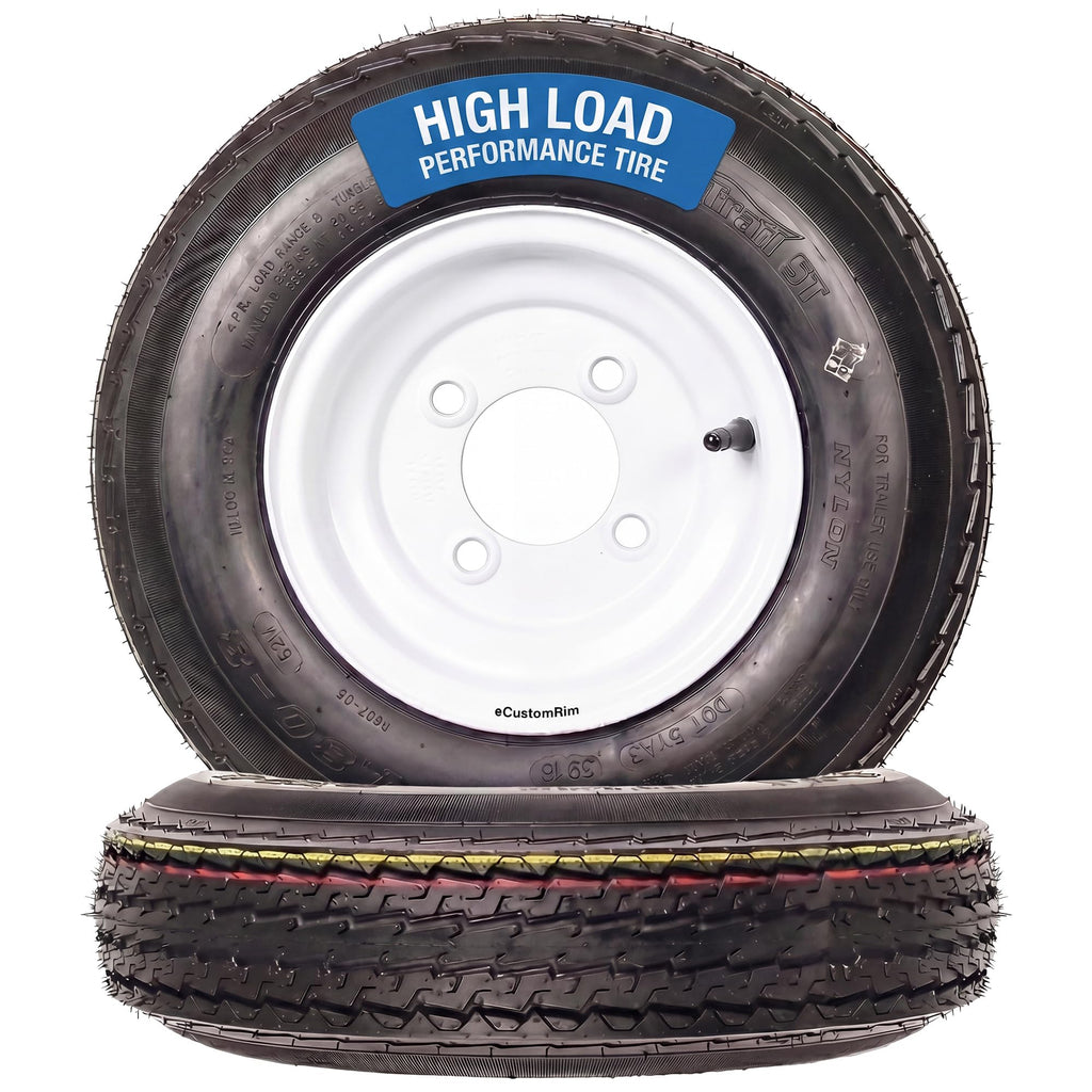 2-Pack Trailer Tire Rim Assembly 4.80-8 4 Lug White T4805